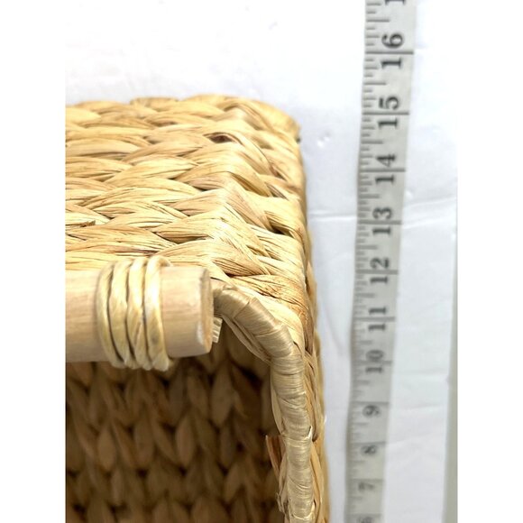 Handwoven Wicker Storage Baskets Set Of 2 With Wooden Handles - Rustic & Durable - Picture 6 of 12